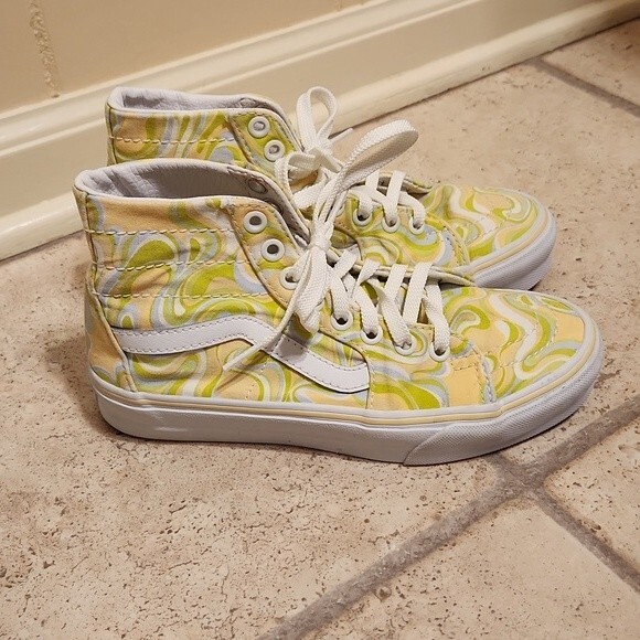 Vans Sk8-Hi Tops Tapered Swirl Lime Cream Men's 4.5 Women's 6 - Picture 1 of 9